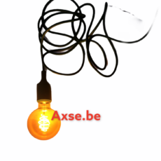 Soket E27 Black cable 5W croissant spiraal lamp XL, 1800K, amber glas Ø95 - dimbaar